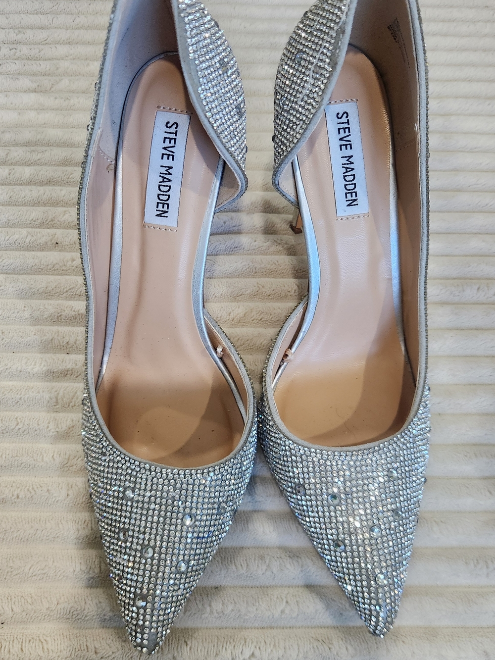 Steve Madden Silver Crystal Pointed D'Orsay Heels